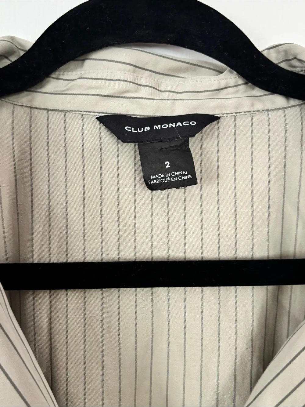Club Monaco Beige Pinstripe Wrap Dress - Picture 3 of 5